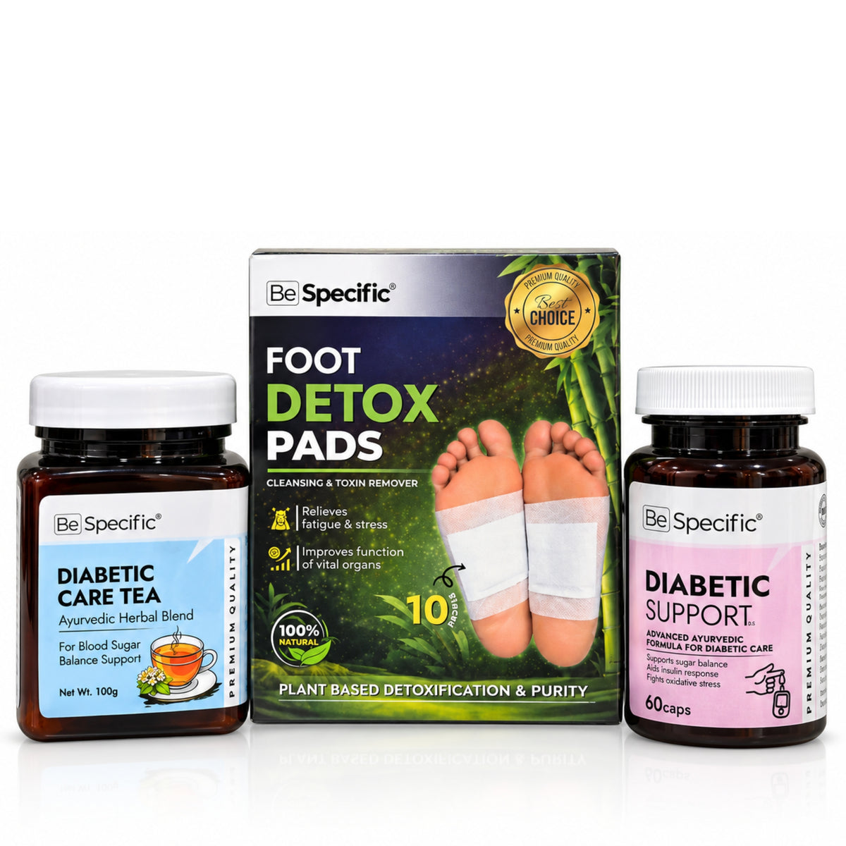 Diabetic Support Ayurvedic Wellness Kit – Capsules, Herbal Tea & Foot Detox Pads
