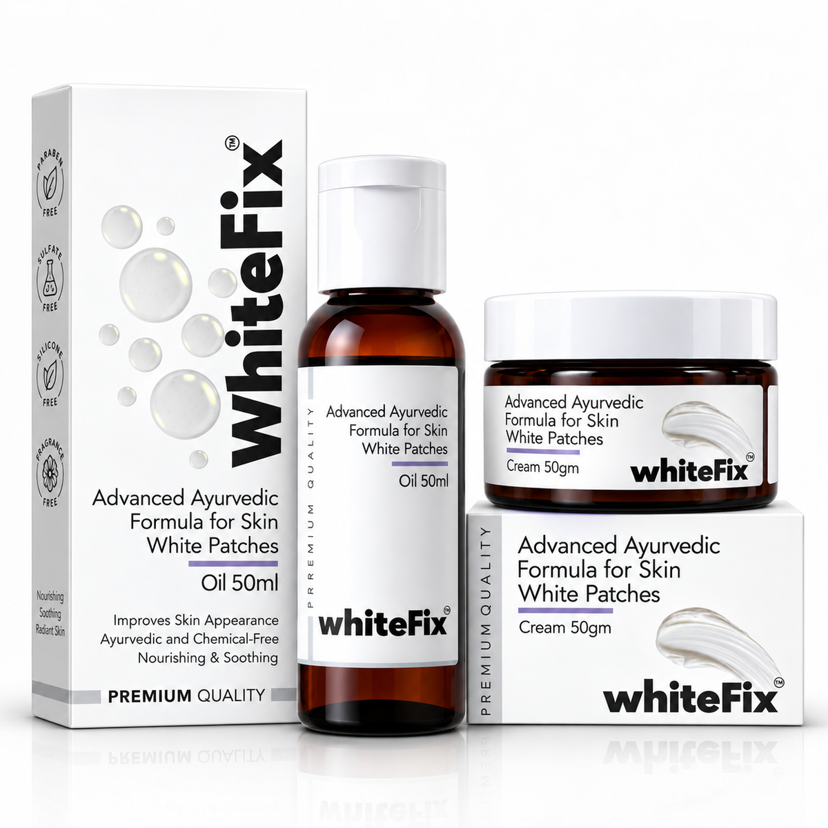 Advanced Ayurvedic Solution Kit for White Skin Patches (vitiligo)- Oil + Herbal Cream